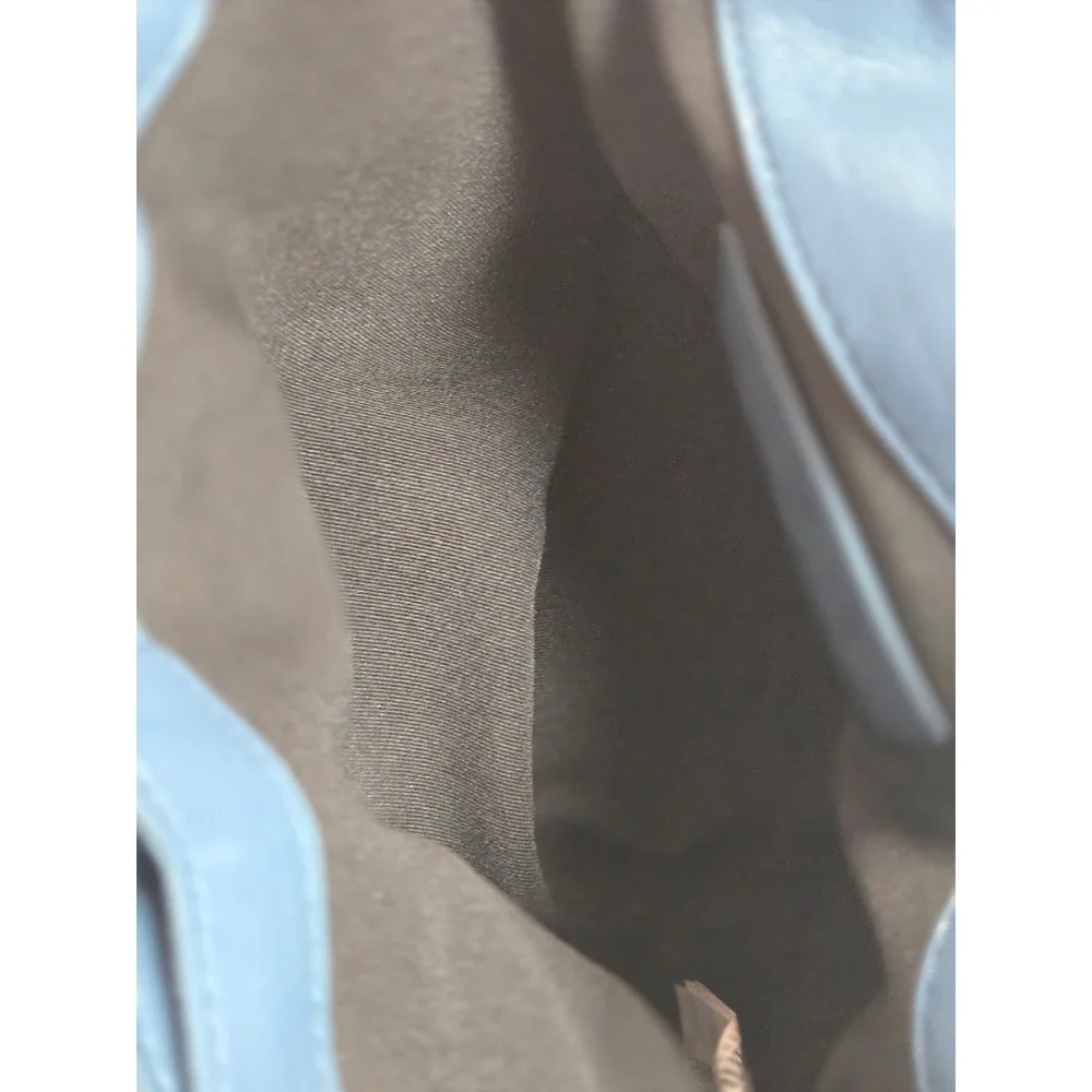 Zara Blue Quilted Puffer Shoulder Bag‎ Gunmetal Chain Strap Minimalist Small